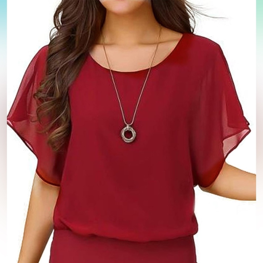 VIISHOW Casual Loose Short Sleeve Chiffon Top Women’s size Medium